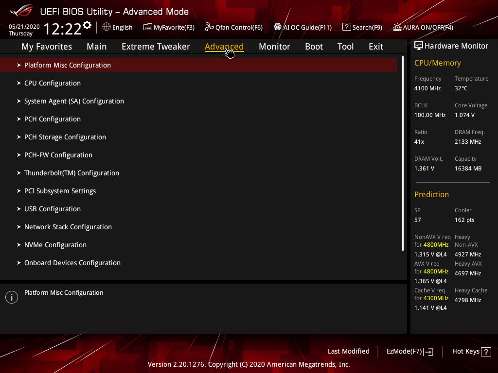 Asus ROG Maximus XII Extreme - BIOS UEFI