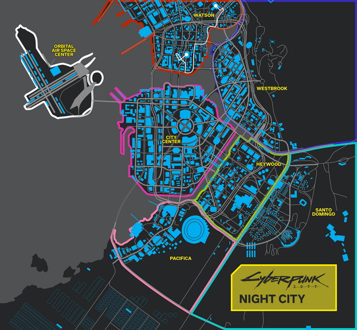 NIght City - mapa Cyberpunk 2077