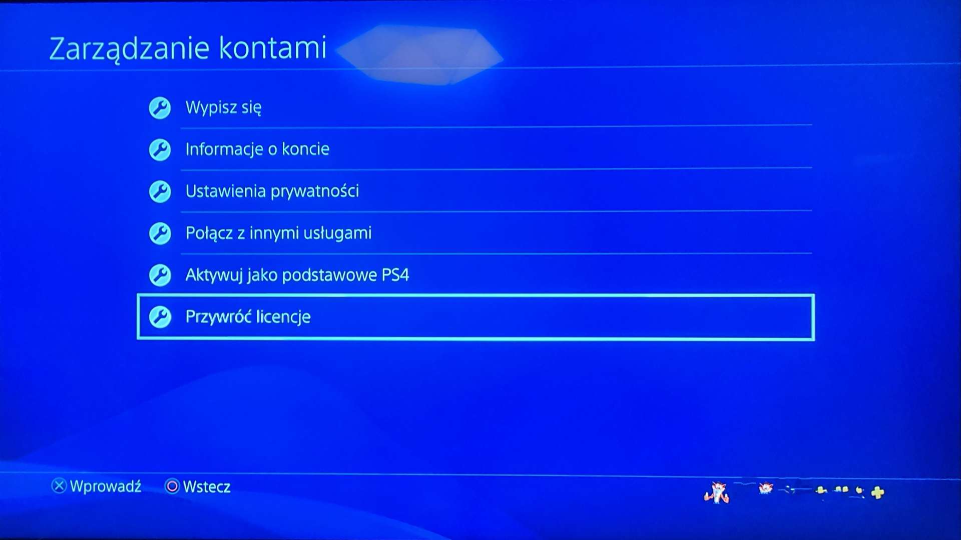 PS4 Przywróć Licencję
