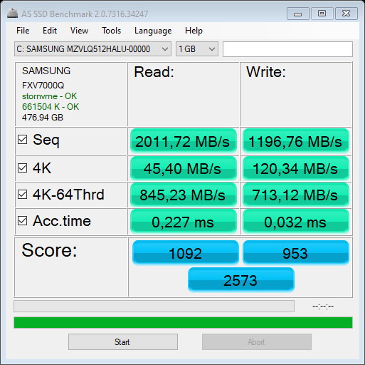 MSI GP75 Leopard - AS SSD