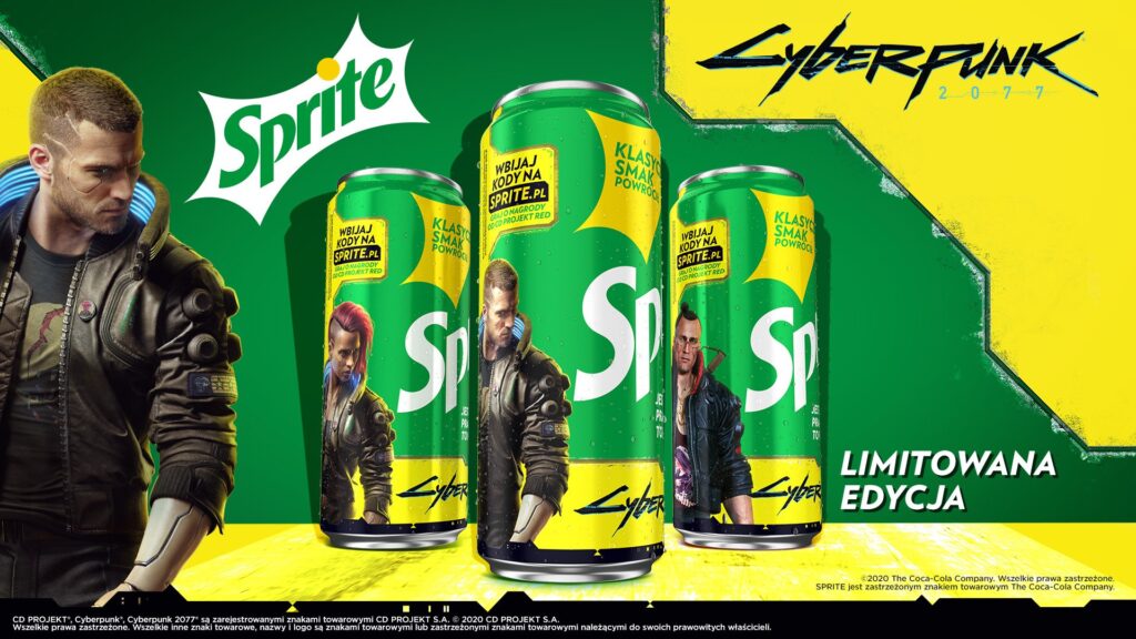 Sprite z unikalną edycją puszek i butelek inspirowaną Cyberpunk 2077