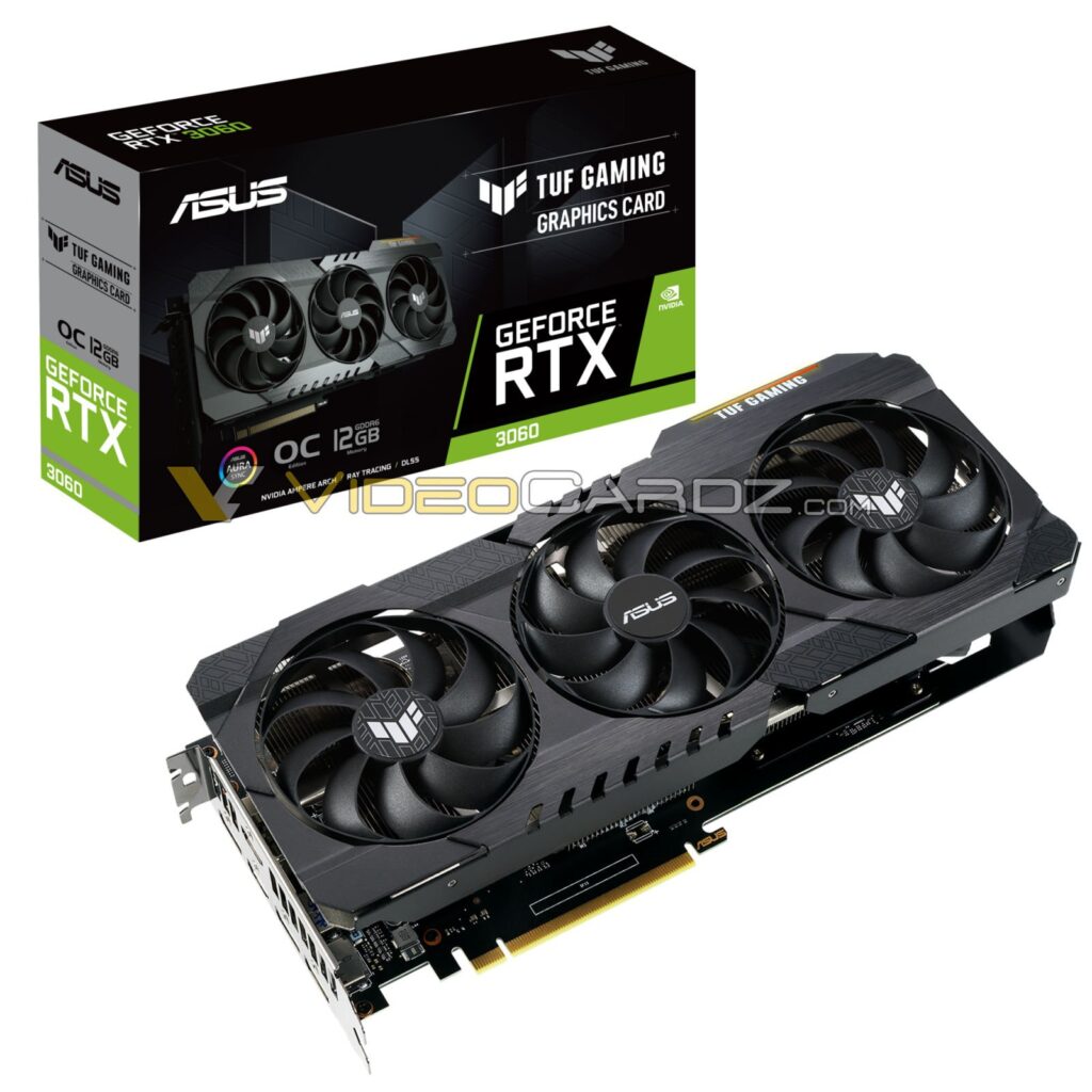 ASUS GeForce RTX 3060 TUF Gaming z 12 GB GDDR6 uchwycony na zdjęciach