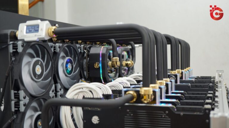 Ekstremalna koparka kryptowalut – składa się z 10 x RTX 3090 chłodzonych cieczą