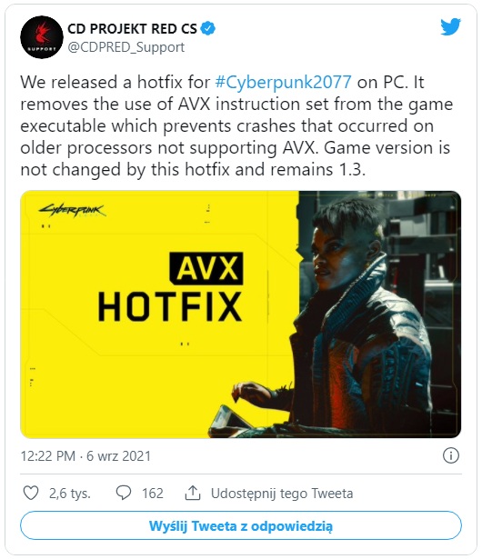 Cyberpunk 2077 hotfix