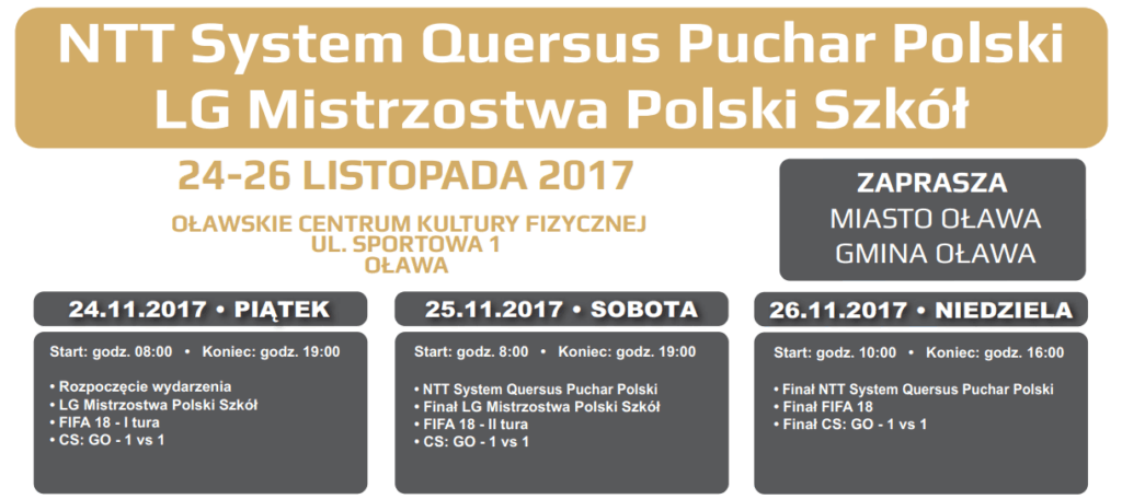 NTT System Quersus Puchar Polski oraz LG Mistrzostwa Polski Szkół w E-sporcie w Oławie