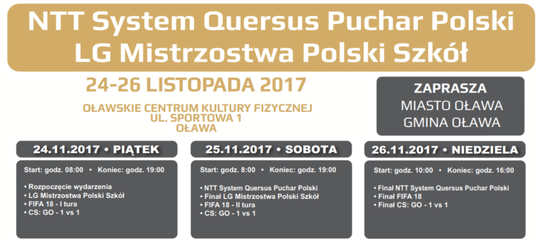 NTT System Quersus Puchar Polski oraz LG Mistrzostwa Polski Szkół w E-sporcie w Oławie