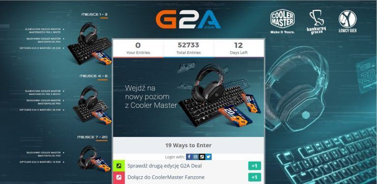Wystartował konkurs, w którym można zgarnąć sprzęt od Cooler Mastera i kupony rabatowe G2A