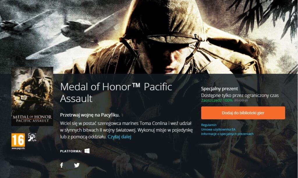 Medal of Honor: Pacific Assault za darmo na platformie Origin