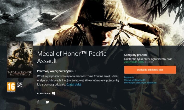Medal of Honor: Pacific Assault za darmo na platformie Origin