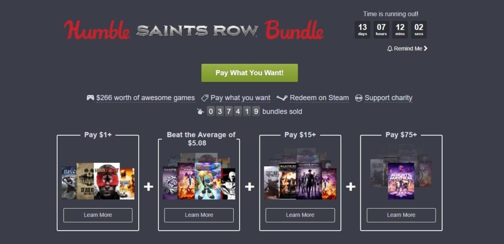 Promocja na gry Deep Silver – Humble Saints Row Bundle