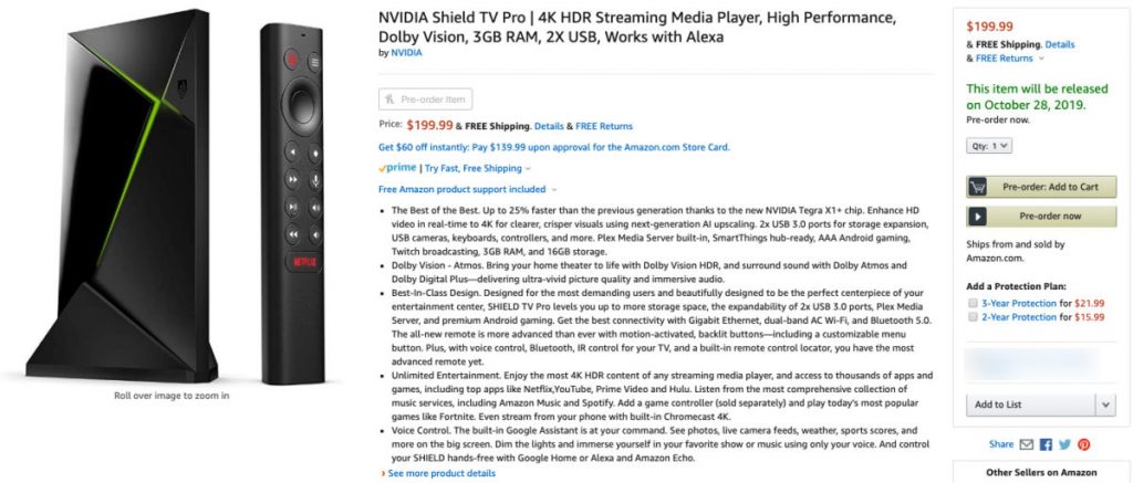 NVidia Shield TV Pro Amazon