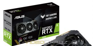 ASUS GeForce RTX 3060 TUF Gaming z 12 GB GDDR6 uchwycony na zdjęciach