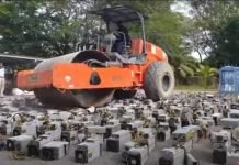 Koparki kryptowalut skończyły pod kołami walca drogowego kryptowaluty