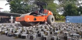 Koparki kryptowalut skończyły pod kołami walca drogowego kryptowaluty