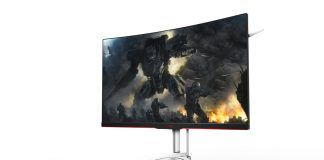 Pięknie zakrzywione monitory AOC. Celownik ustawiony na segment graczy